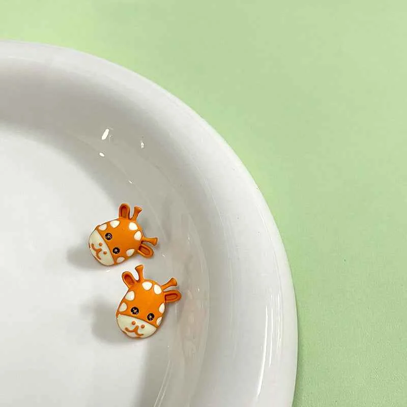 13x14mm Orange Cartoon Giraffe Metal Buttons with Shanks for Children's Apparel 12pcs