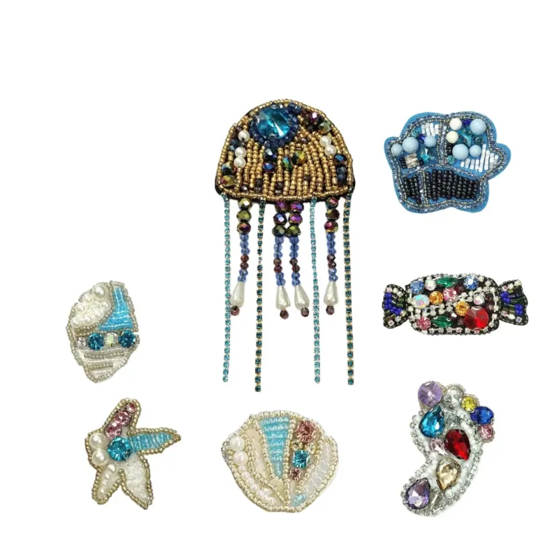 Starfish Jellyfish Rhinestone Applique DIY Clothing Embellishment 7 Pack