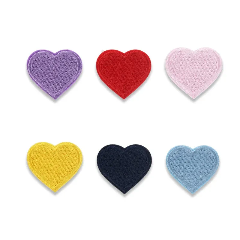 15 Colors Love Heart Self-Adhesive Embroidered Patches 40 Pack(Small + Large)
