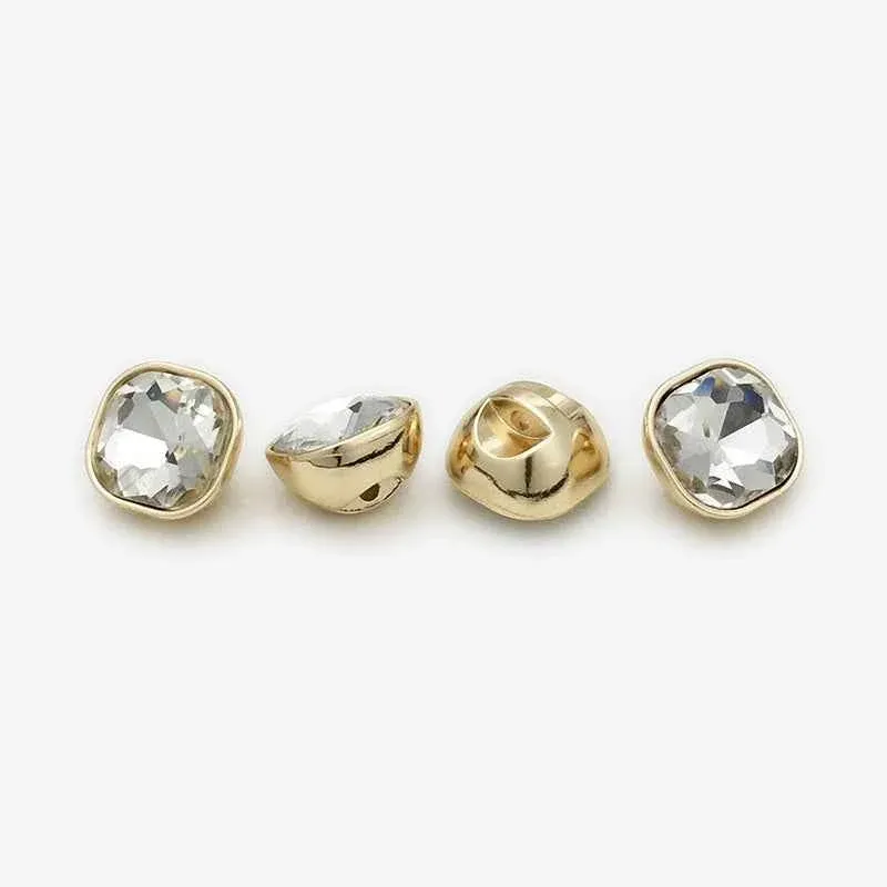 10mm/12mm Square Metal Rhinestone Decorative Small Buttons 20pcs White