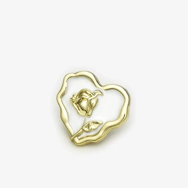 Gold White Silver Black Irregular Heart Rose Metal Button 20pcs Gold White