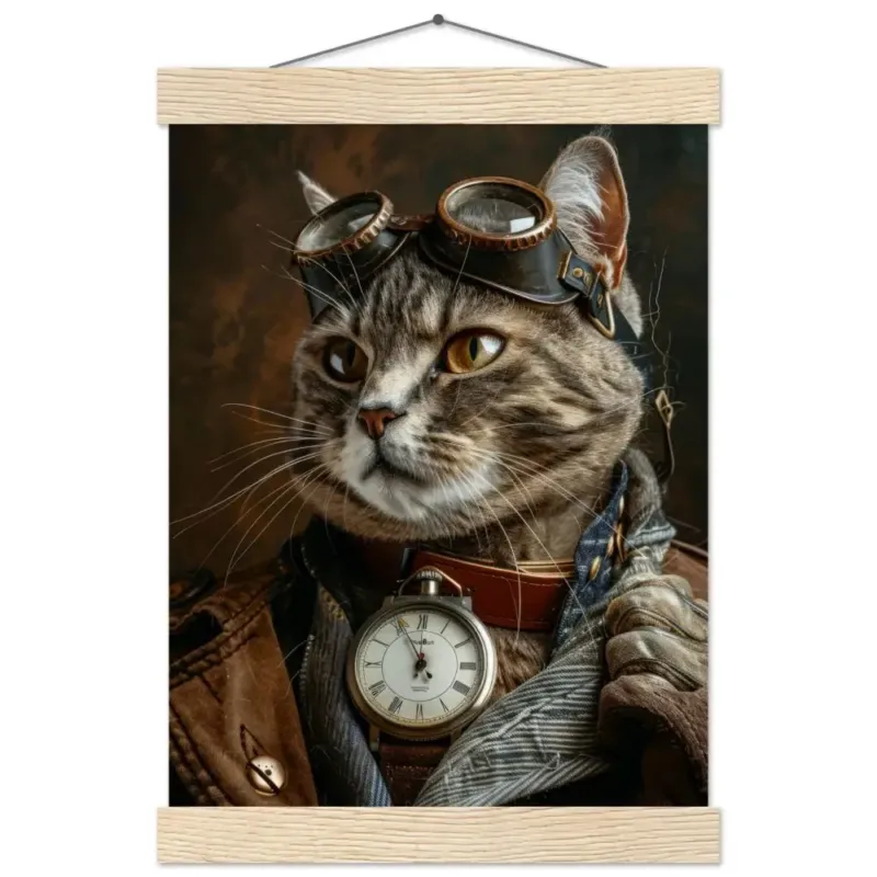Schulposter – Chausie Katze, Steampunk-Outfit, Brille | St Tropez Art
