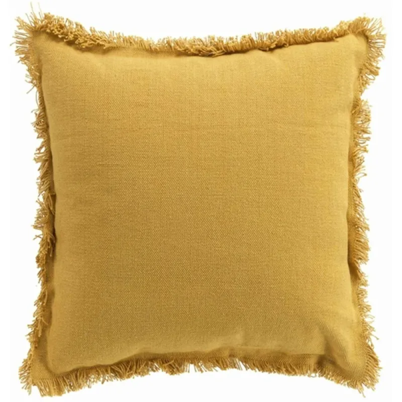 Kissen 45x45 gelb mit Fransen und Inlett
