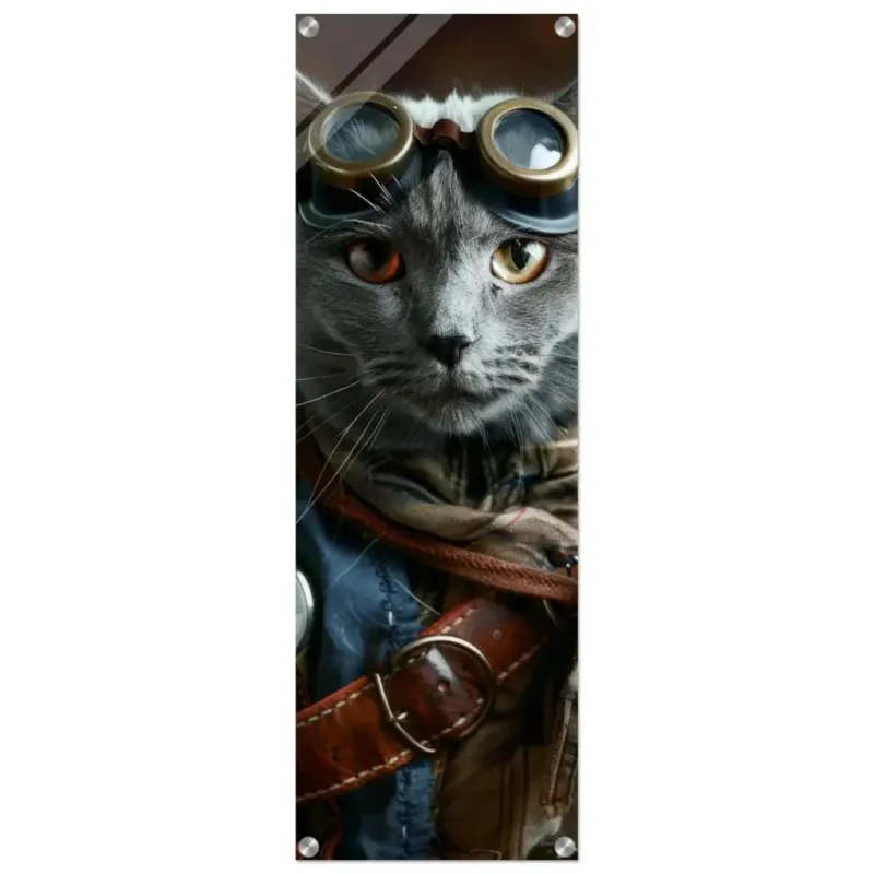 Schoolposter - Chartreux Katze, Steampunk-Outfit, Plexiglasdruck | St Tropez Art