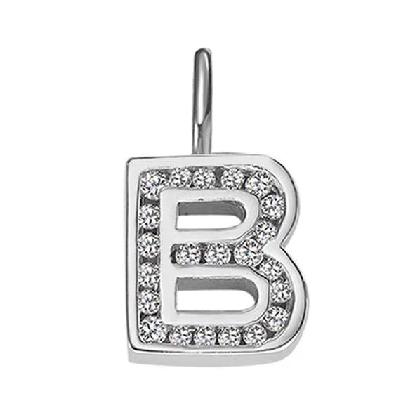 Anhänger Silber 925 weiss Buchstabe B poliert rhodiniert mit Zirkonia - 6256.08989/0200