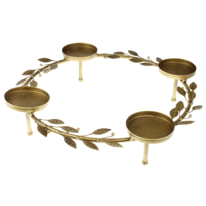 Adventskranz mit Blätter Gold patiniert