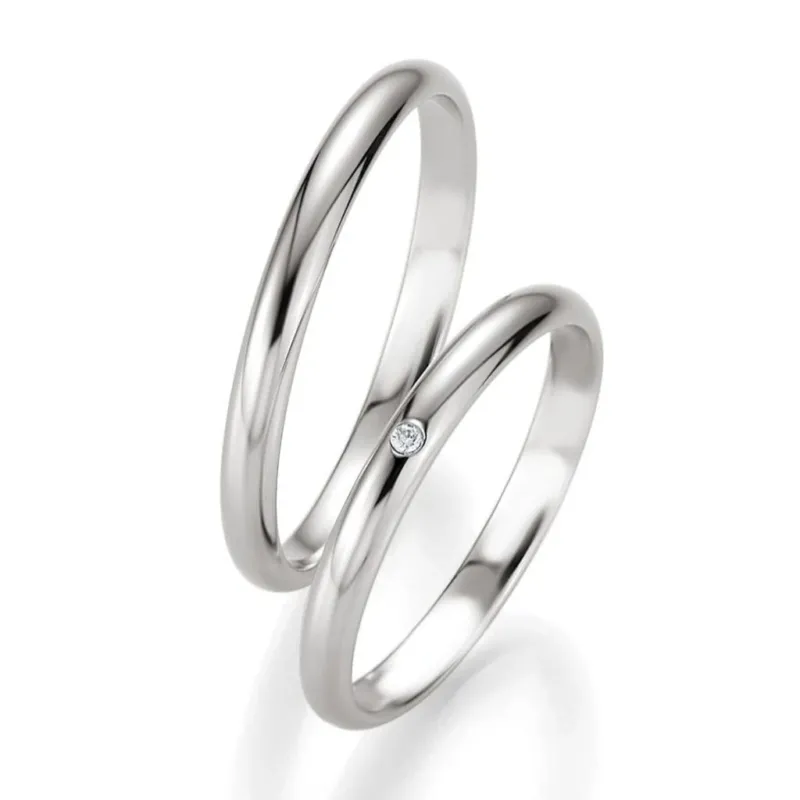 Breuning Trauringe Basic mit einem Diamanten - 48/04312 & 48/04311