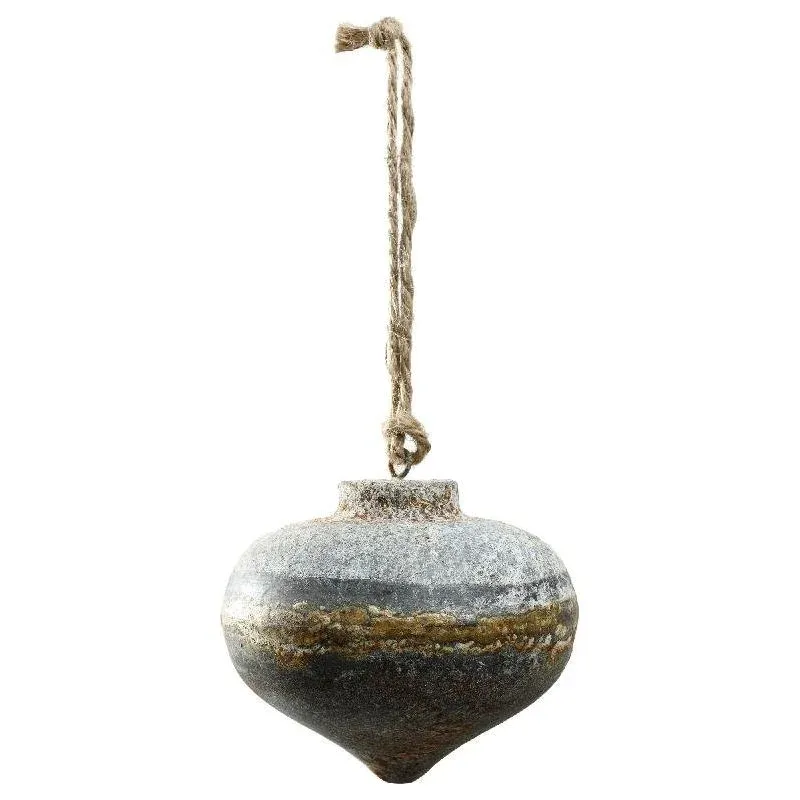 Christbaumschmuck - Xmas Dahly grey iron ball Oval L von PTMD - Esszett Luxury | Stilvolles Wohnen mit Charakter
