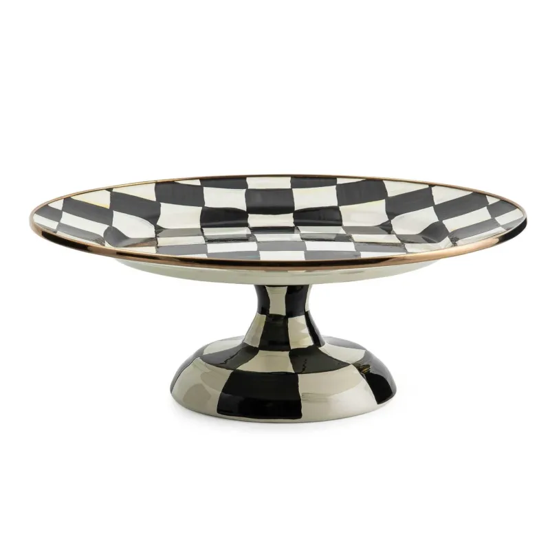 Courtly Check Enamel Pedestal Platter - Small - |VESIMI Design|