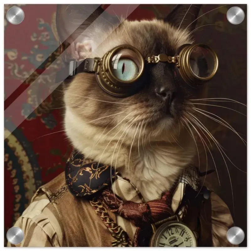 Schoolposter - Tonkinese Katze, Steampunk-Outfit, Plexiglasdruck | St Tropez Art