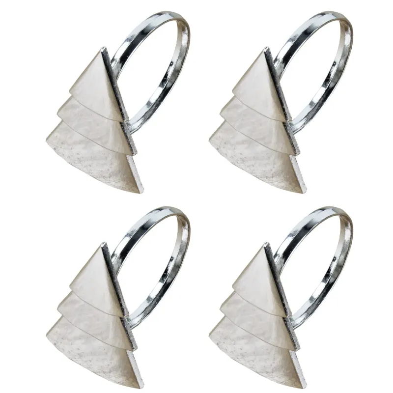 4er Set Serviettenringe Tanne Silber