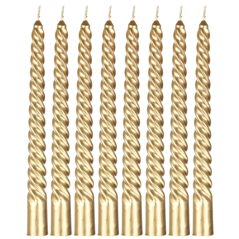 8er Set Spiralkerzen Metallic Gold