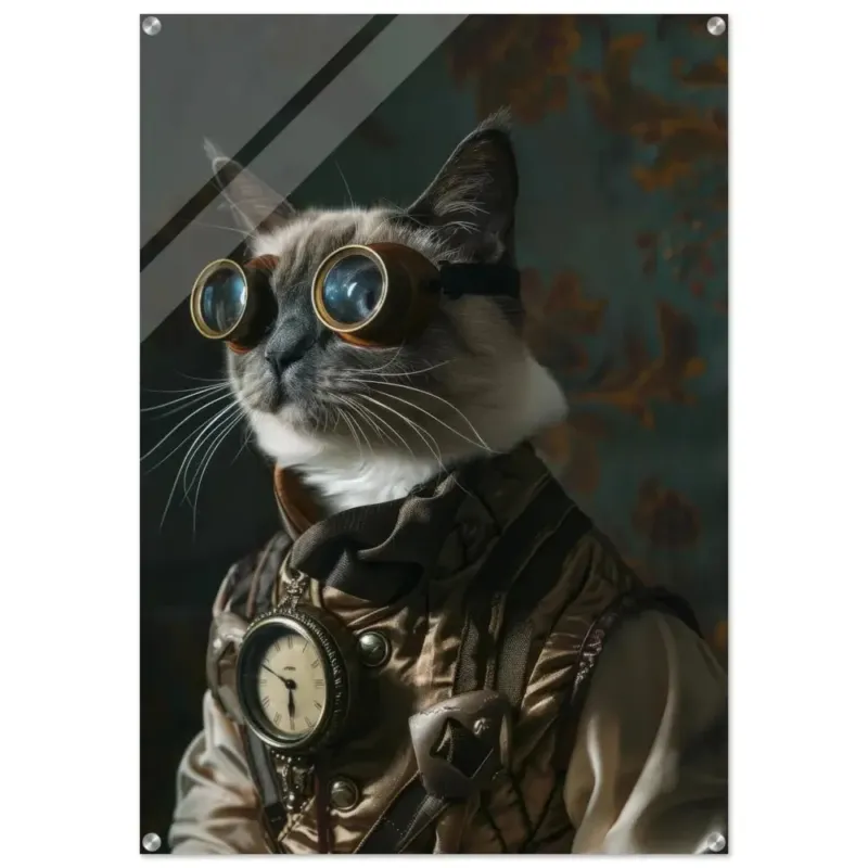 Schoolposter - Tonkinese Katze, Steampunk-Outfit, Plexiglasdruck | St Tropez Art