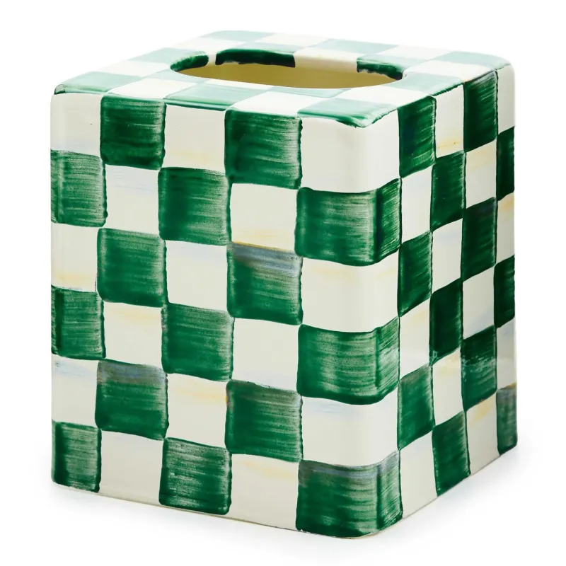Emerald Check Boutique Tissue Box Cover by MacKenzie - Childs - |VESIMI Design|