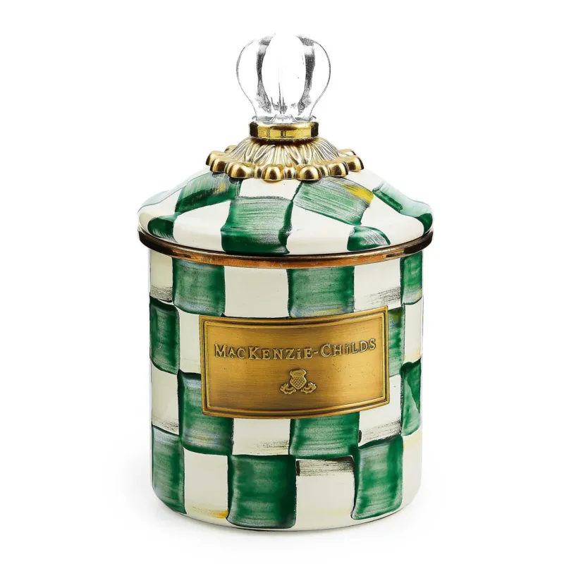 Emerald Check Demi Canister by MacKenzie - Childs - |VESIMI Design| Luxury Bathrooms and Home Decor