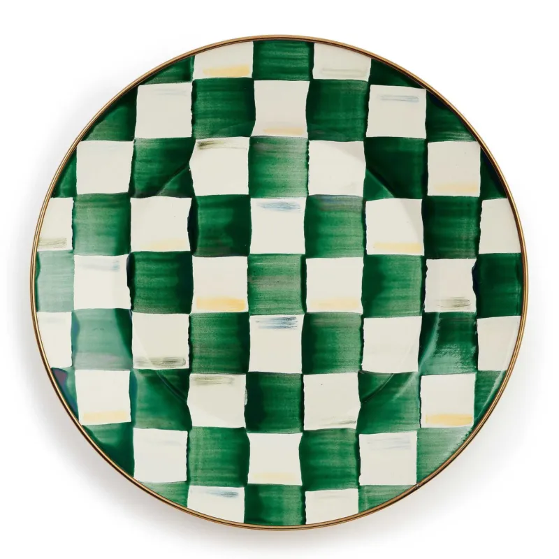 Emerald Check Dinner Plate by MacKenzie - Childs - |VESIMI Design|