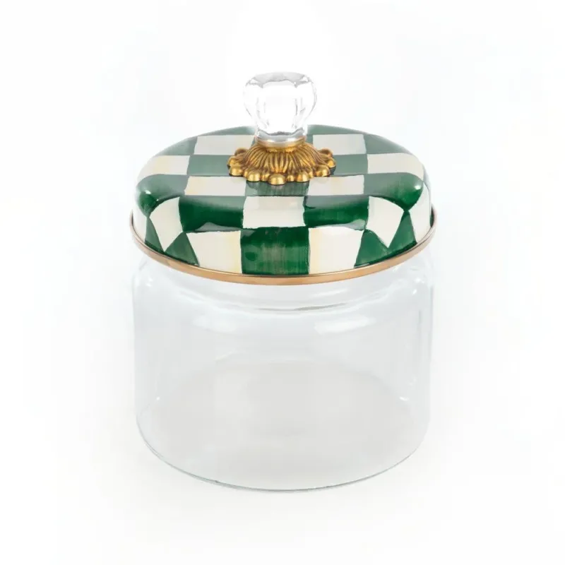 Emerald Check Small Kitchen Canister by MacKenzie - Childs - |VESIMI Design|