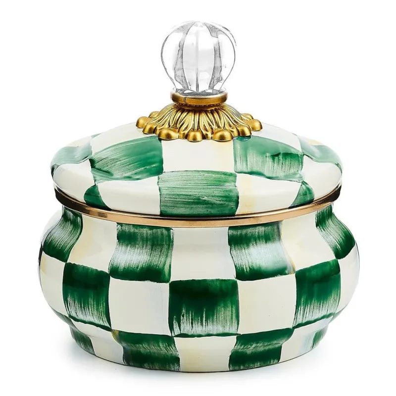 Emerald Check Squashed Pot by Mackenzie - Childs - |VESIMI Design|