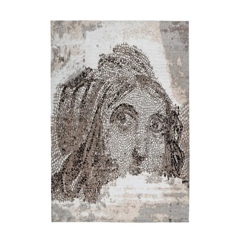 Teppich – Flachgewebe Struktur, Portrait Kunst Design, Vintage Mosaik Muster, 160 x 230 - Iglesia | Kayoom
