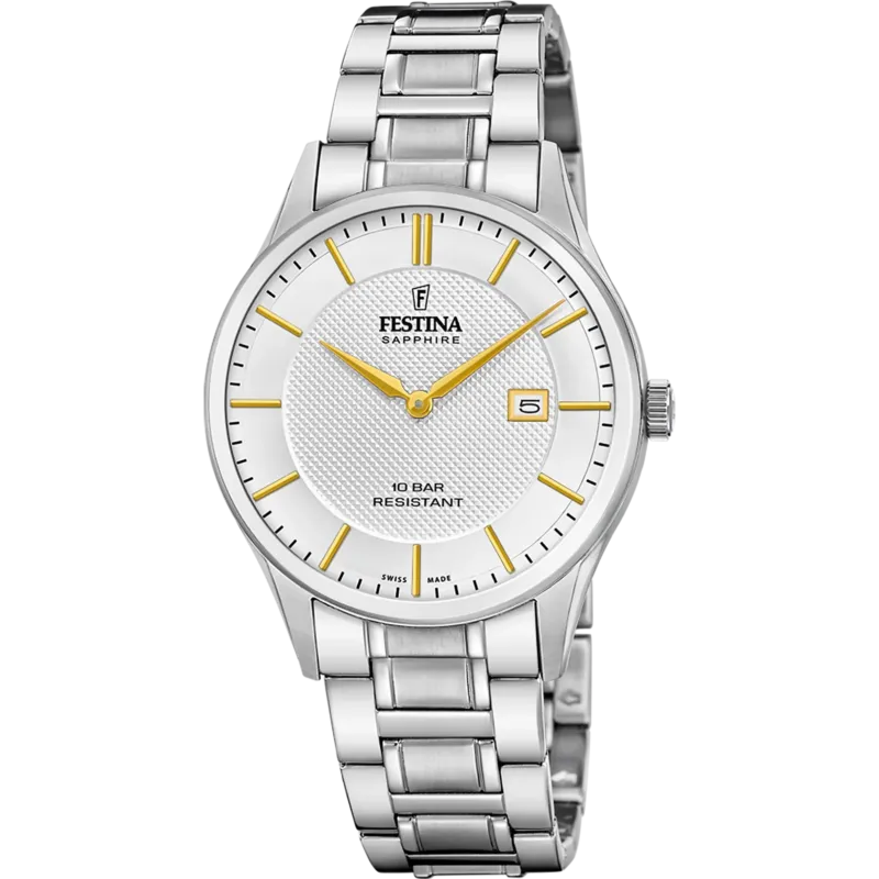 Festina Herrenuhr Swiss Made in Silber - F20067/2