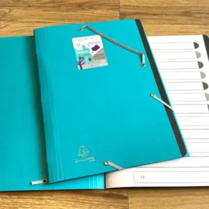 12-teilige Fächermappe in türkis - zu kaufen bei Polly Paper - Umweltfreundlicher Bürobedarf