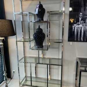 Regal Silber, Bücherregal verchromt, Glasregal Silber, Breite 100 cm