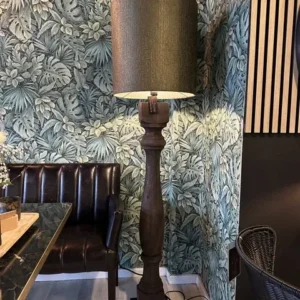 Stehlampe braun-schwarz, Stehleuchte mit Lampenschirm grün, Durchmesser 45 cm