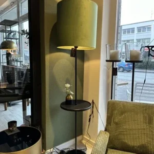 Stehlampe mit Tisch, Stehleuchte mit Lampenschirm grün, Durchmesser 45 cm