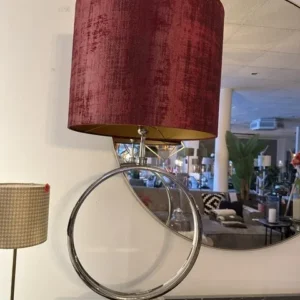 Tischlampe rund mit Lampenschirm, Tischleuchte Kreis Silber