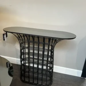 Konsole Metall schwarz, Konsole Spiegelglas, Breite 92 cm