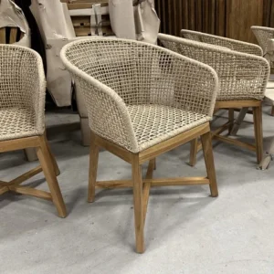 Gartenstuhl Rattan-Optik, Stuhl Massivholz Rattan-Optik, Gartenstuhl Teak-Holz