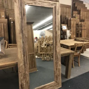 Spiegel Massivholz Teak, Wandspiegel Altholz Teak, Maße 200 x 90 cm