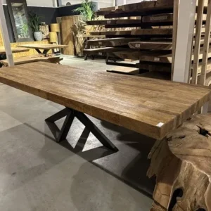 Massiv Tischplatte, recyceltes Teakholz Tischplatte, Tischplatte 9 cm Stärke, Breite 160 cm