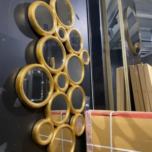 Spiegel Gold, Wandspiegel Gold, Deko-Spiegel Gold, Höhe 119 cm