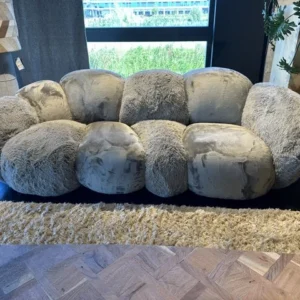 2-3 Sitzer Sofa taupe Kunstfell, Sitzsofa taupe Plüsch, Breite 238 cm