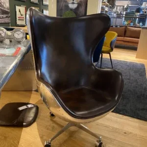 Sessel Aluminium, Drehsessel braun, Ohrensessel Industriedesign, Sessel Aircraft braun-Silber