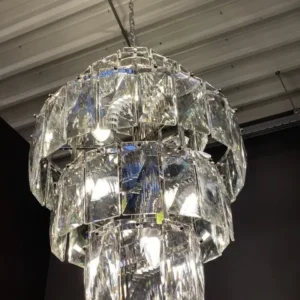 Pendelleuchte Silber, Hängelampe Glas, Durchmesser 52 cm