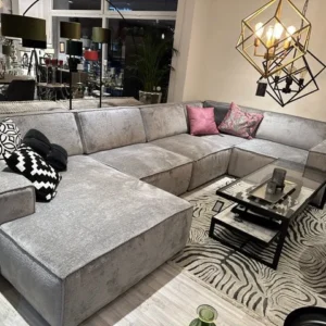 Sofa grau-Silber, Sofa Silber-grau, Breite 415 cm