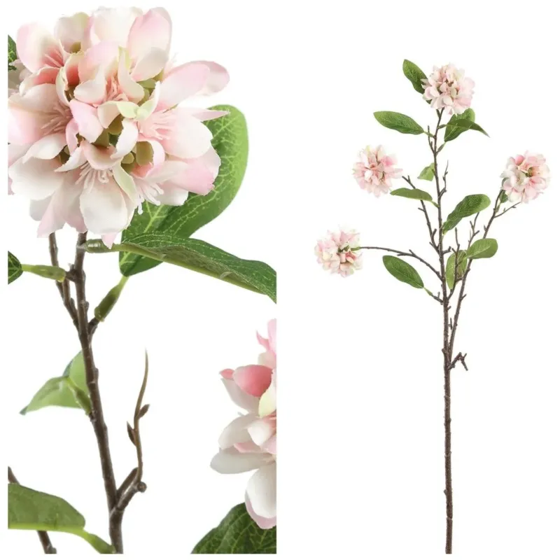Kunstzweig - rosa Gartenblume mit Blättern von PTMD - Esszett Luxury | Stilvolles Wohnen mit Charakter