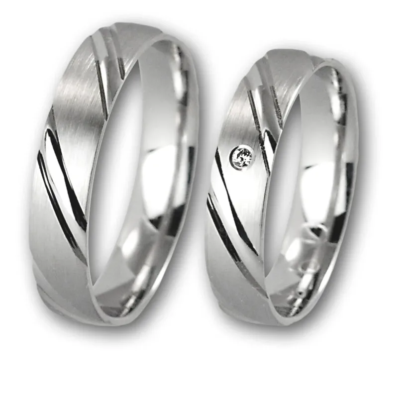 Linden Trauringe / Eheringe Hünenberg mit Diamant 0.0135 ct. - 092/093