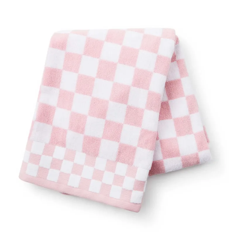 MacKenzie - Childs Rosy Check Bath Towel - |VESIMI Design| Luxury Bathrooms and Home Decor