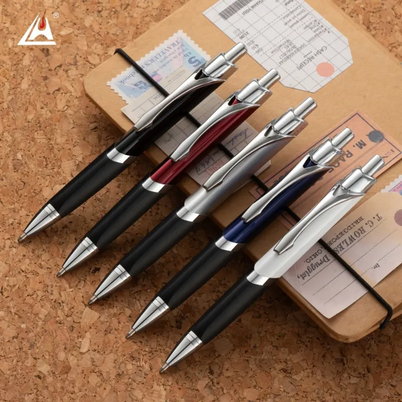 Metal Click Ballpoint Pen 1.0mm Bullet Tip,Black Ink,5 Color Pack