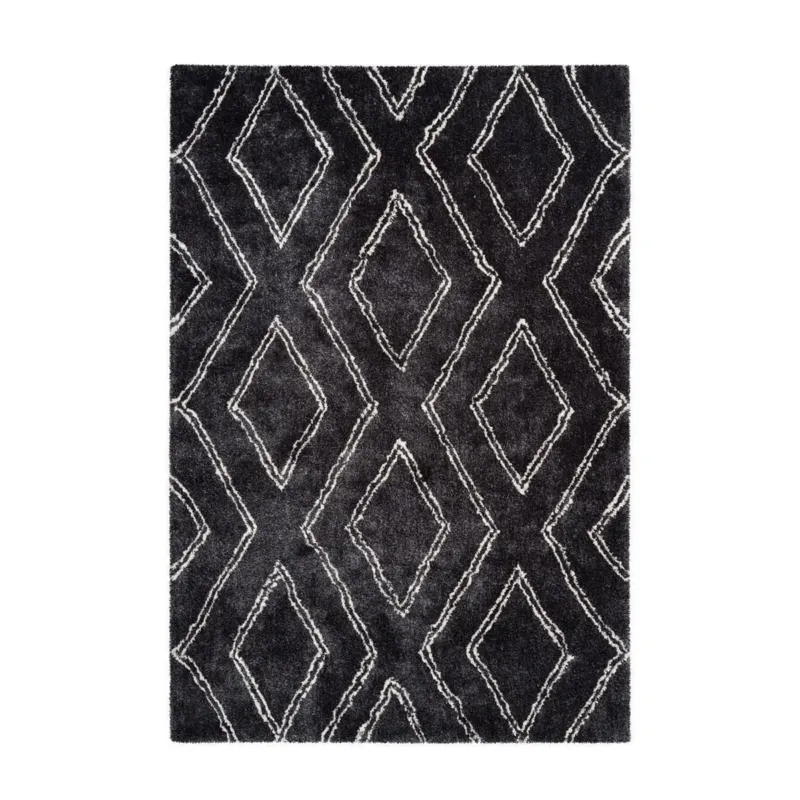 Teppich – Hochflor Design, Geometrisches Linienmuster, Anthrazit Farbton, 120 x 170 cm - Orlando 325 | Kayoom