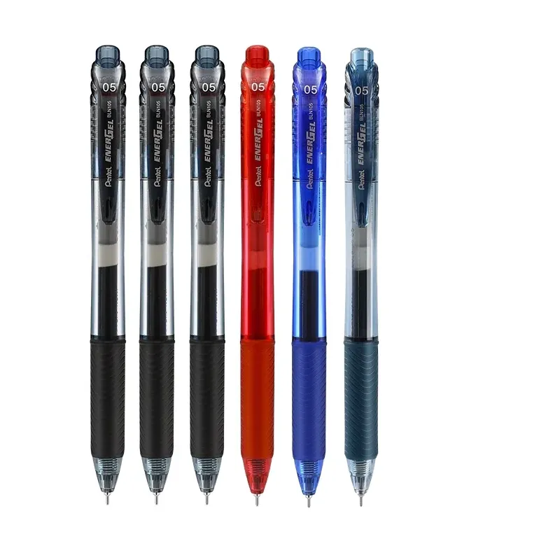 Pentel EnerGel-X BLN-105 Retractable Gel Pen 0.5mm – 6 Pack 3 Black 1 Blue 1 Red 1 Dark Blue