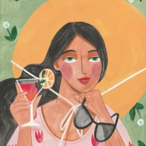 Abstract Modern Bohemian Woman with Cocktail