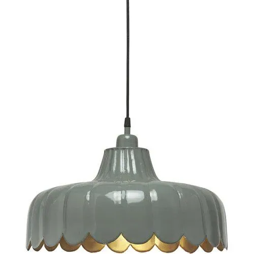 Hängelampe Metall, Pendelleuchte Grün/Gold, Durchmesser 43 cm