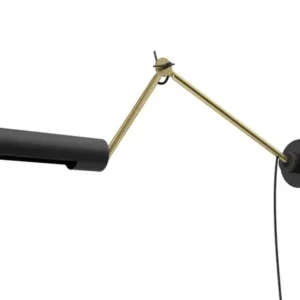 Wandlampe Gold schwarz Industriedesign, Arm-Wandleuchte Gold Metall