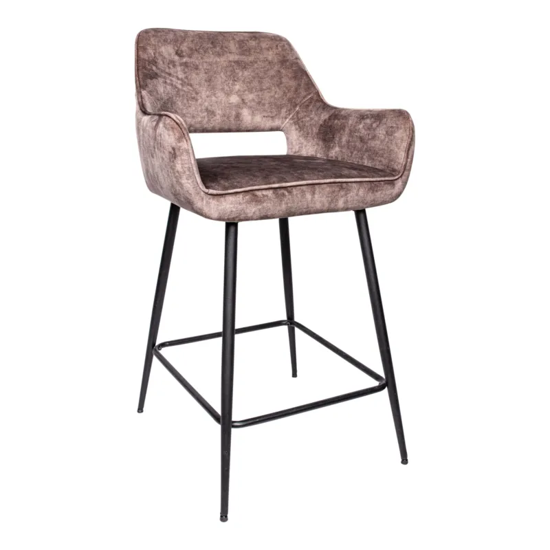 Barstuhl braun, Barstuhl gepolstert Metall-Gestell, Sitzhöhe 65 cm