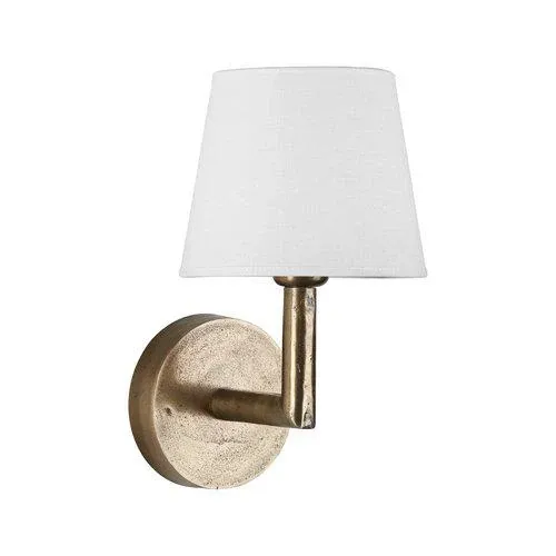 Wandlampe Gold-Antik, Metall Wandleuchte mit Lampenschirm weiß, Durchmesser 17-20 cm