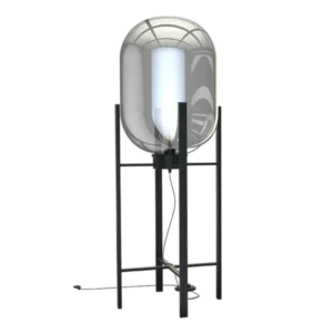Stehlampe Glas Metall, moderne Stehleuchte schwarz, Stehlampe schwarz, Höhe 90 cm